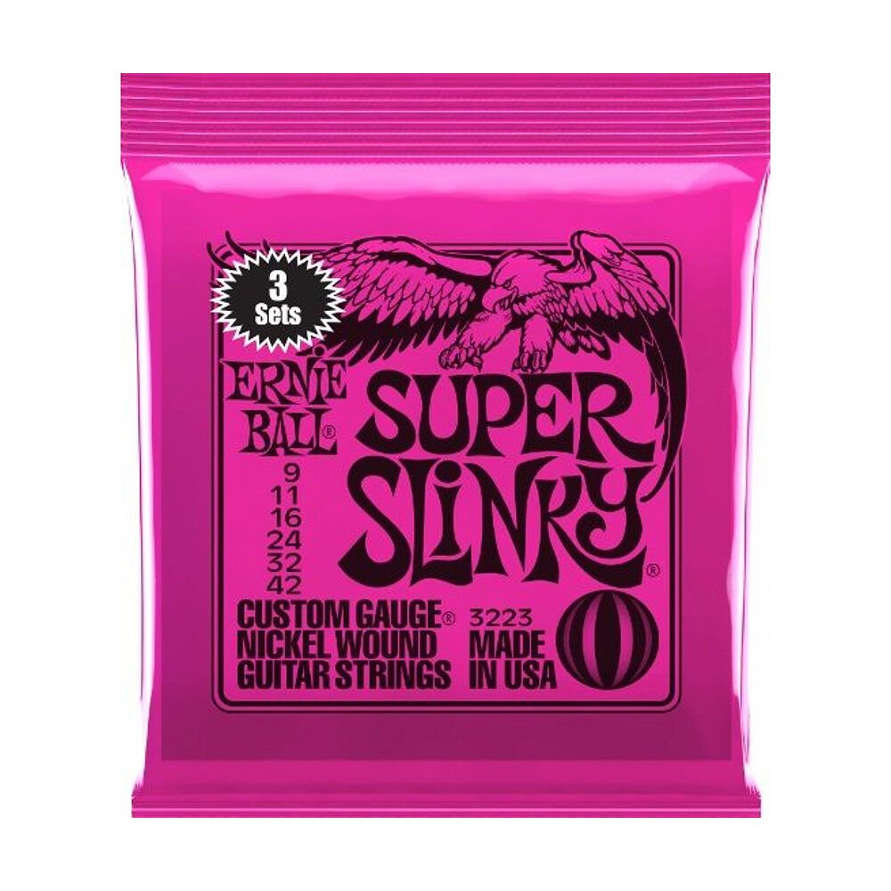 Ernie Ball P03223 Super Slinky Elektro Tel Seti 3lü Paket