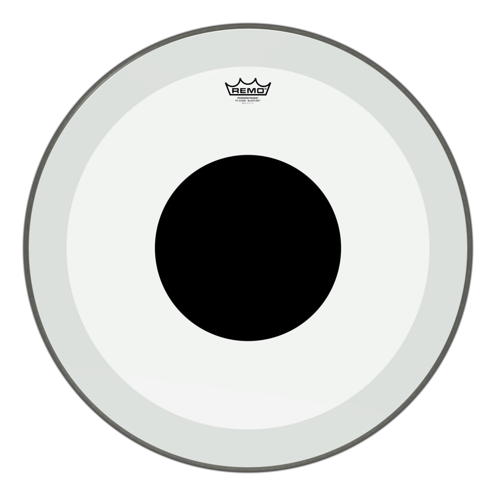 REMO P3-1324-10- Powerstroke® P3 Şeffaf Top Black Dot™ 24'' Bas Davul Derisi
