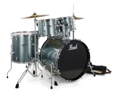 PEARL RS525SC/C706 - Roadshow Charcoal Metallic 5 Parça (22B/10T/12T/16F/14S) Aksamlı & Zilli Akustik Davul Seti
