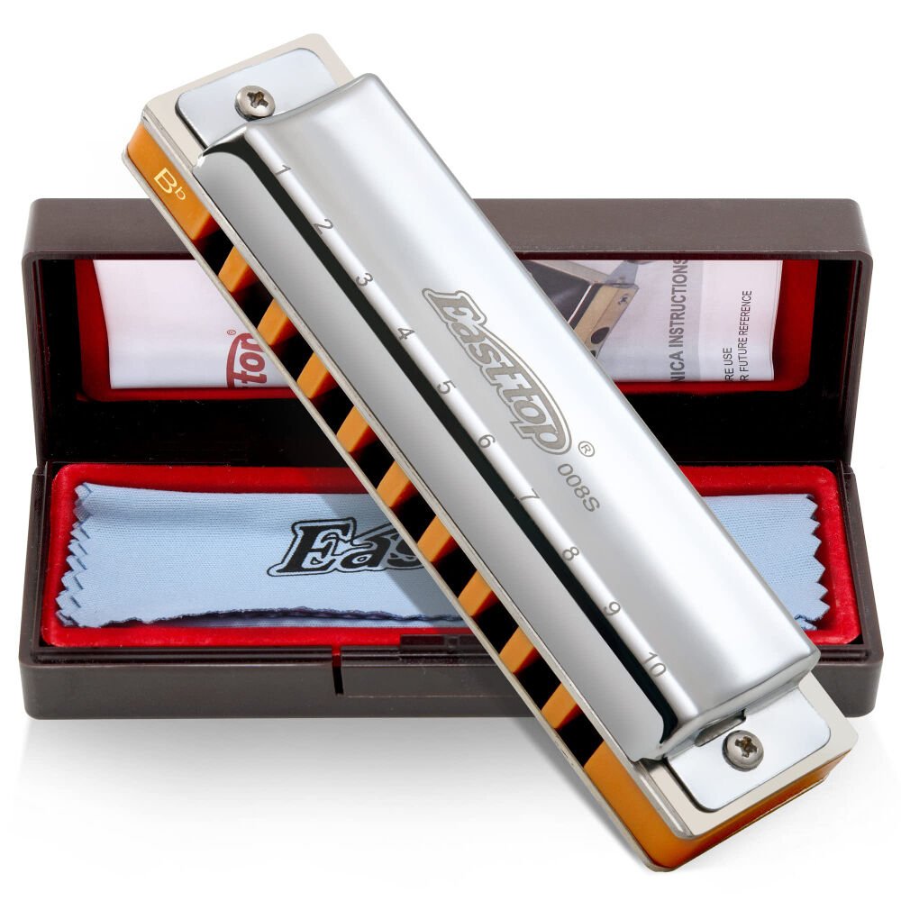 EAST TOP T008S Harmonica Bakır Gövde / 10 Delikli / Mat Siyah-Gümüş Renk Mızıka