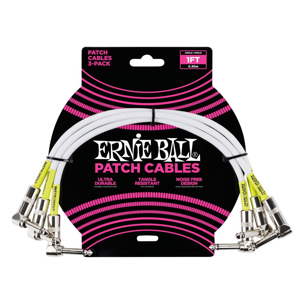 ERNIE BALL P06055 Beyaz 1ft(30 cm) 3lü Paket Kablo